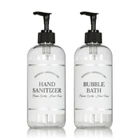Clear "Modern Apothecary" PET Plastic Bottle Duo (Choose Your Titles)