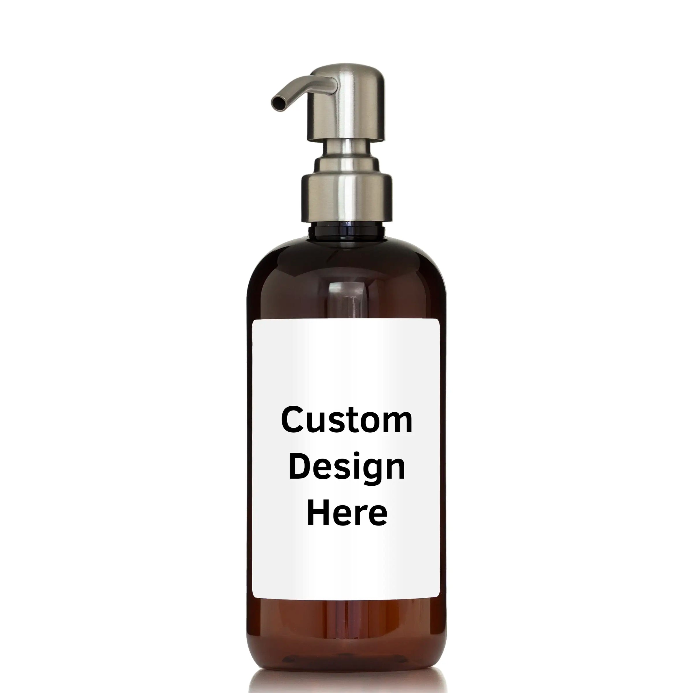 Customized Amber PET Plastic Pump Bottle With Front Facing Waterproof Label