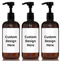 Customized Amber PET Plastic Pump Bottle Set, 3-Pack