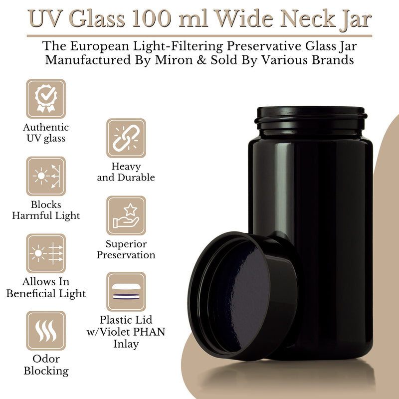 Miron Ultraviolet Glass Wide Neck Jar 100ml (3 oz )