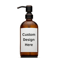 Customized Amber Glass 16 oz Boston Round Pump Bottle