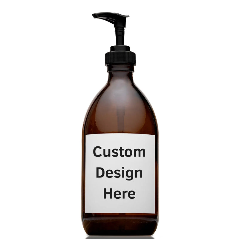 Customized Amber Glass 16 oz Euro-Style Soap Dispenser Pump Bottle