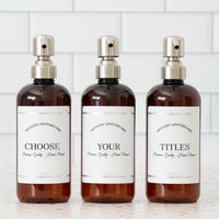Amber "Modern Apothecary" PET Plastic Bottle Trio (Choose Your Titles)
