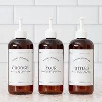 Amber "Modern Apothecary" PET Plastic Bottle Trio (Choose Your Titles)