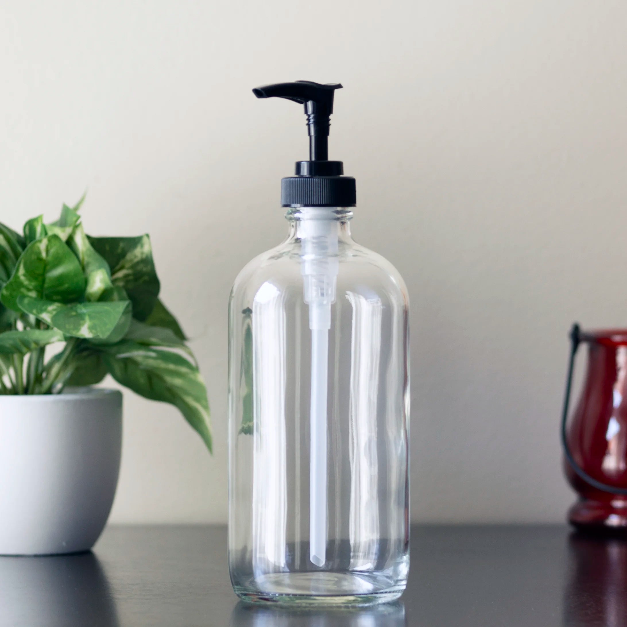 Clear shop soap dispenser