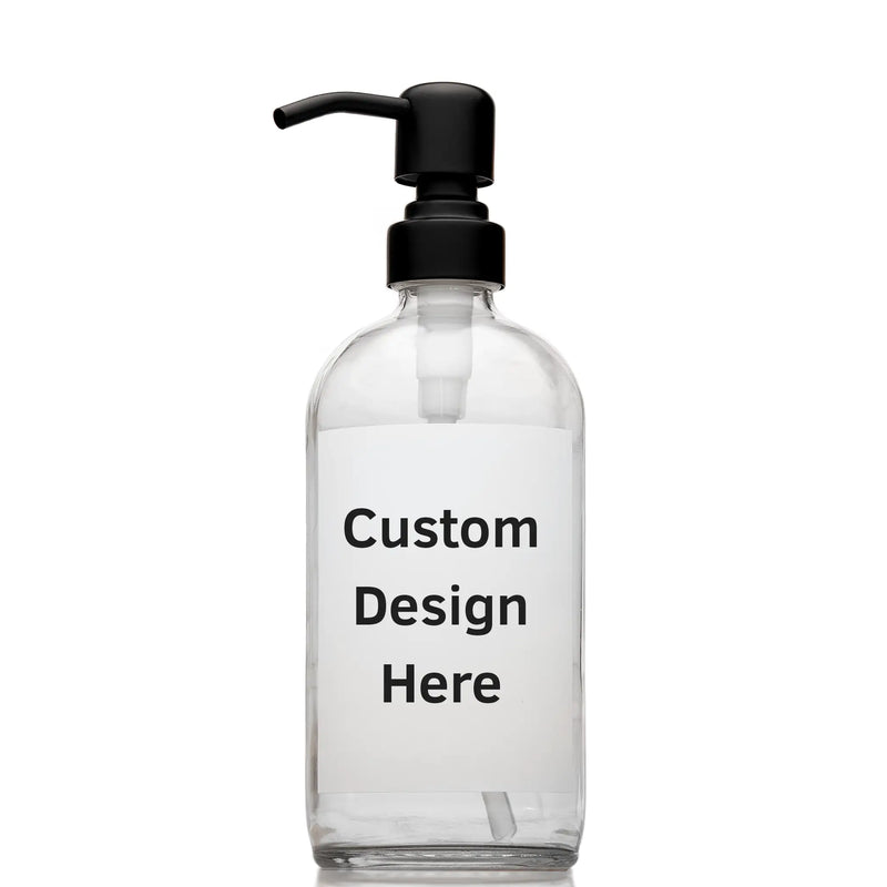 Customized Clear Glass 16 oz Boston Round Pump Bottle