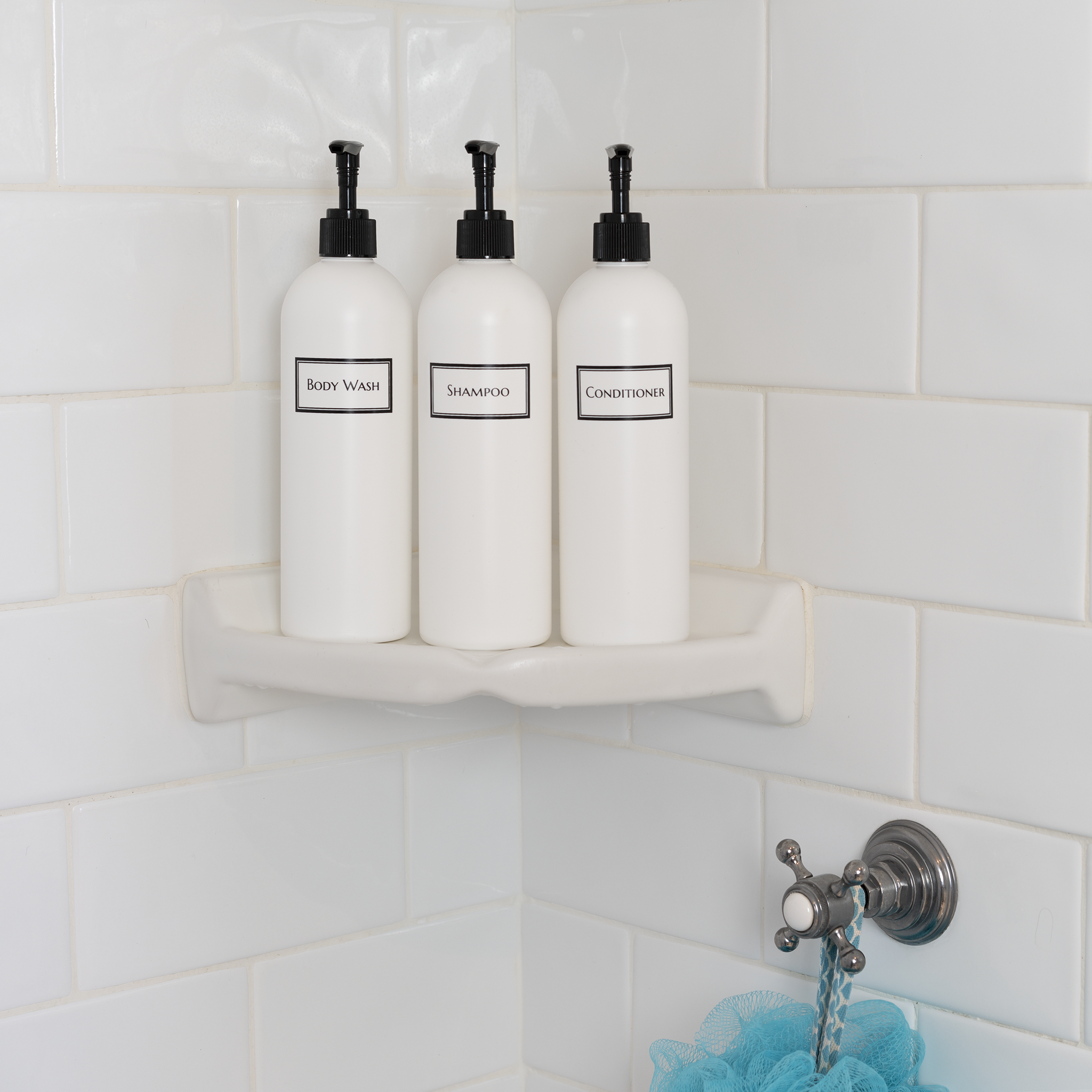 16 oz cosmo/bullet shower set with Artanis Home minimalist printed design