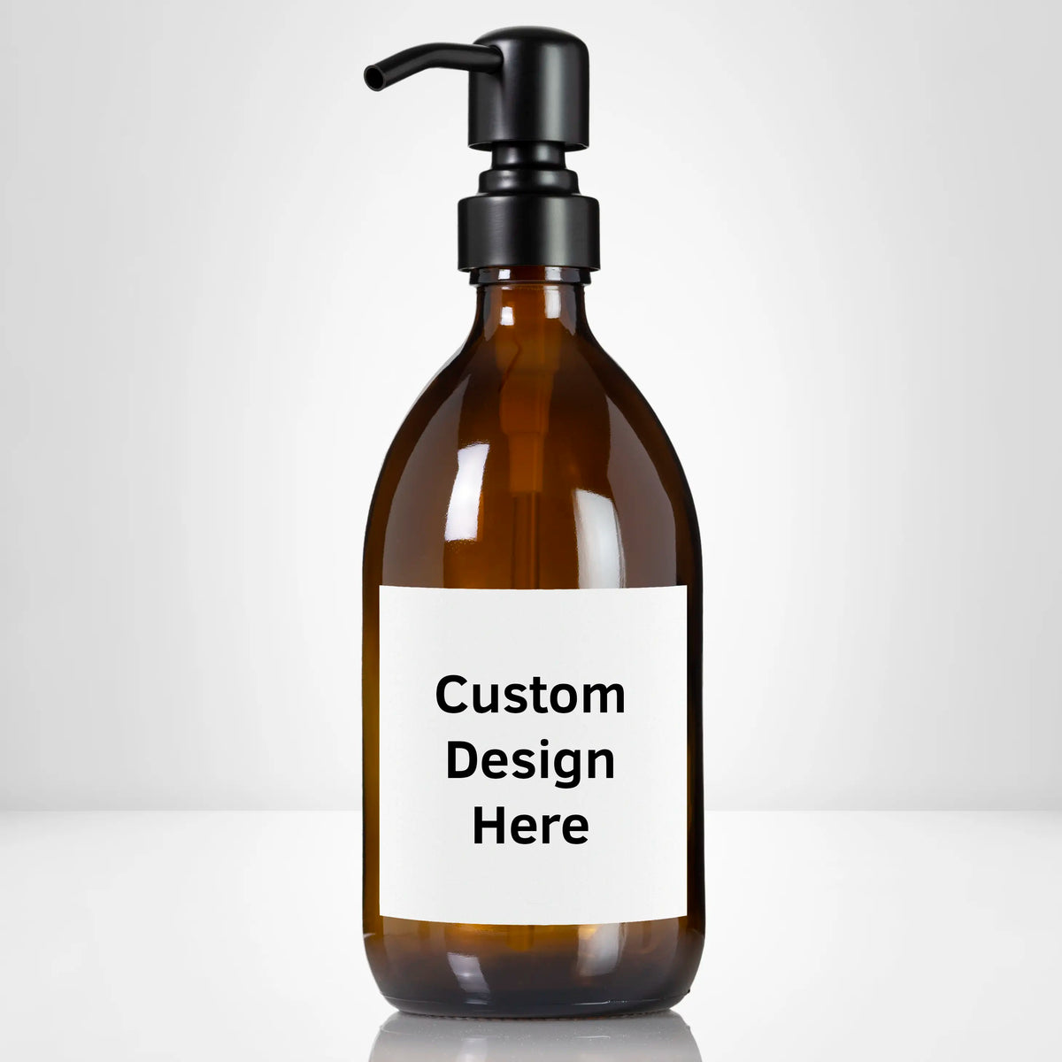 Customized Amber Glass 16 oz Euro-Style Soap Dispenser Pump Bottle