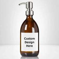 Customized Amber Glass 16 oz Euro-Style Soap Dispenser Pump Bottle