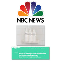 NBC news article recommends Artanis Home white silkscreened shower set.
