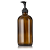 10 Customized Amber Glass 16 oz Boston Round Soap Dispenser Pump Bottles With Full Color Waterproof Vinyl Labels
