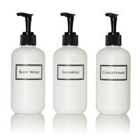 White Small 8 oz Printed Shower Bottle Trio