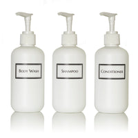 White Small 8 oz Printed Shower Bottle Trio
