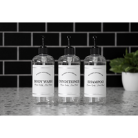 Clear "Modern Apothecary" Plastic Shower Bottle Trio