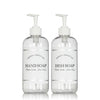 Clear "Modern Apothecary" Hand Soap, Dish Soap PET Plastic Bottle Duo