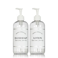Clear Modern Apothecary Hand Soap, Dish Soap PET Plastic Bottle