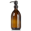Amber 16 oz glass apothecary bottle with oil rubbed bronze pump.