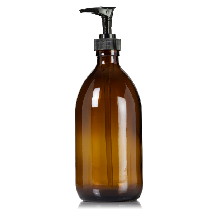 Amber Glass 16 oz Apothecary Soap Dispenser Pump Bottle
