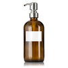Amber Glass Pump Dispenser with 1.4" B/W Customized Label (16 oz)