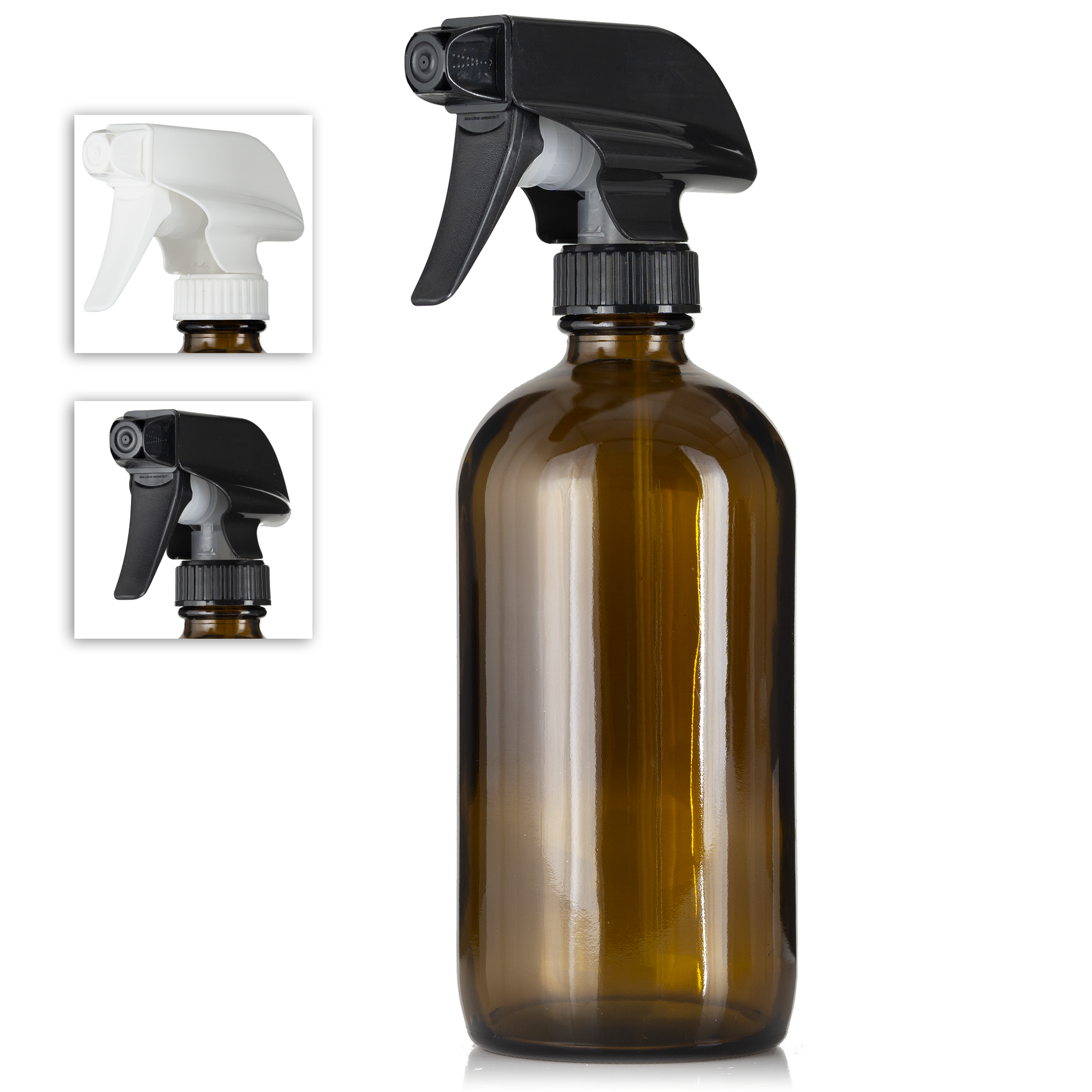 Amber Boston Round Glass 16 oz Trigger Sprayer Bottle