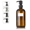 Amber Glass Pump Dispenser with 1" B/W Customized Label (16 oz)