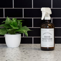 Amber Glass 16 oz Boston Round Trigger Sprayer Bottle With 3" "Modern Apothecary" Label and Optional Phenolic Cap