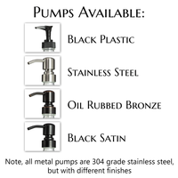 10 Customized Amber Glass Apothecary Pump Dispensers W/Full Color Vinyl Labels (16 oz)