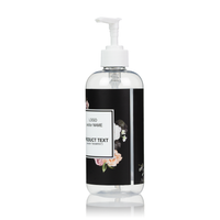 10-Pack Customized Clear PET Plastic 16 oz Pump Dispenser Bottles with Vinyl Labels (Black Floral Design)