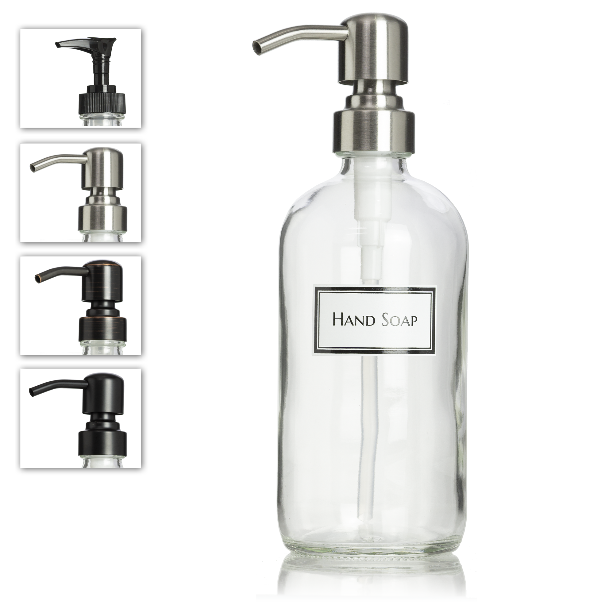 Engraved Glass Soap Dispenser Engraved Signature Collection White