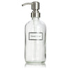 Clear Glass 16 oz Boston Round Hand Soap Dispenser Pump Bottle with Ceramic Printed Label