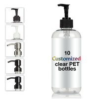 10 Customized Clear PET Plastic Pump Dispensers W/Full Color Vinyl Labels (16 oz)