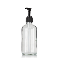 Clear Glass 8 oz Boston Round Soap Dispenser Pump Bottle