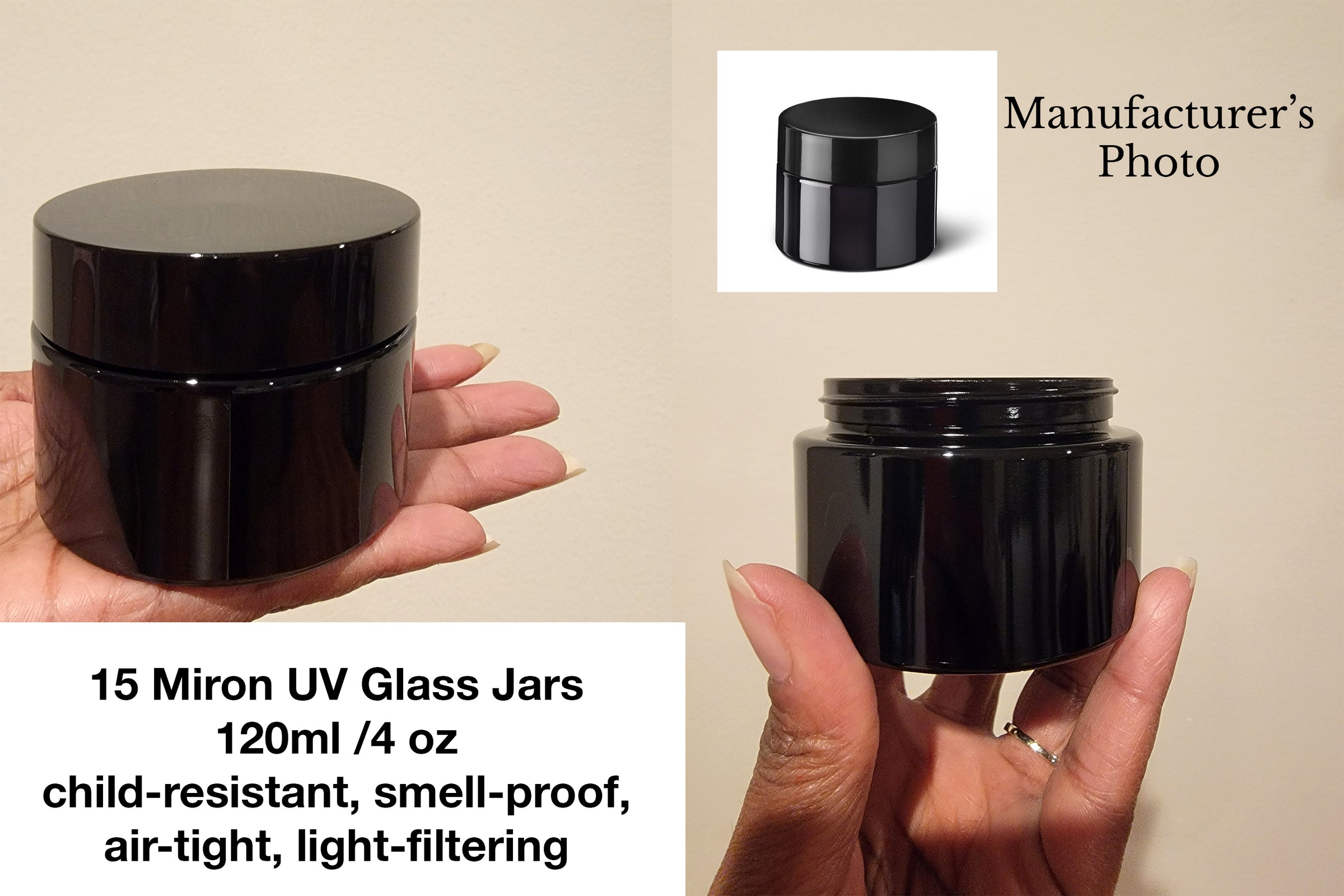 Lot/Clearance Sale - 15 Miron UV Glass Low Profile Jars, 120 ml (4 oz)