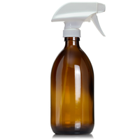 Amber Brown Glass 16 oz Apothecary Trigger Sprayer Bottle With Optional Phenolic Cap